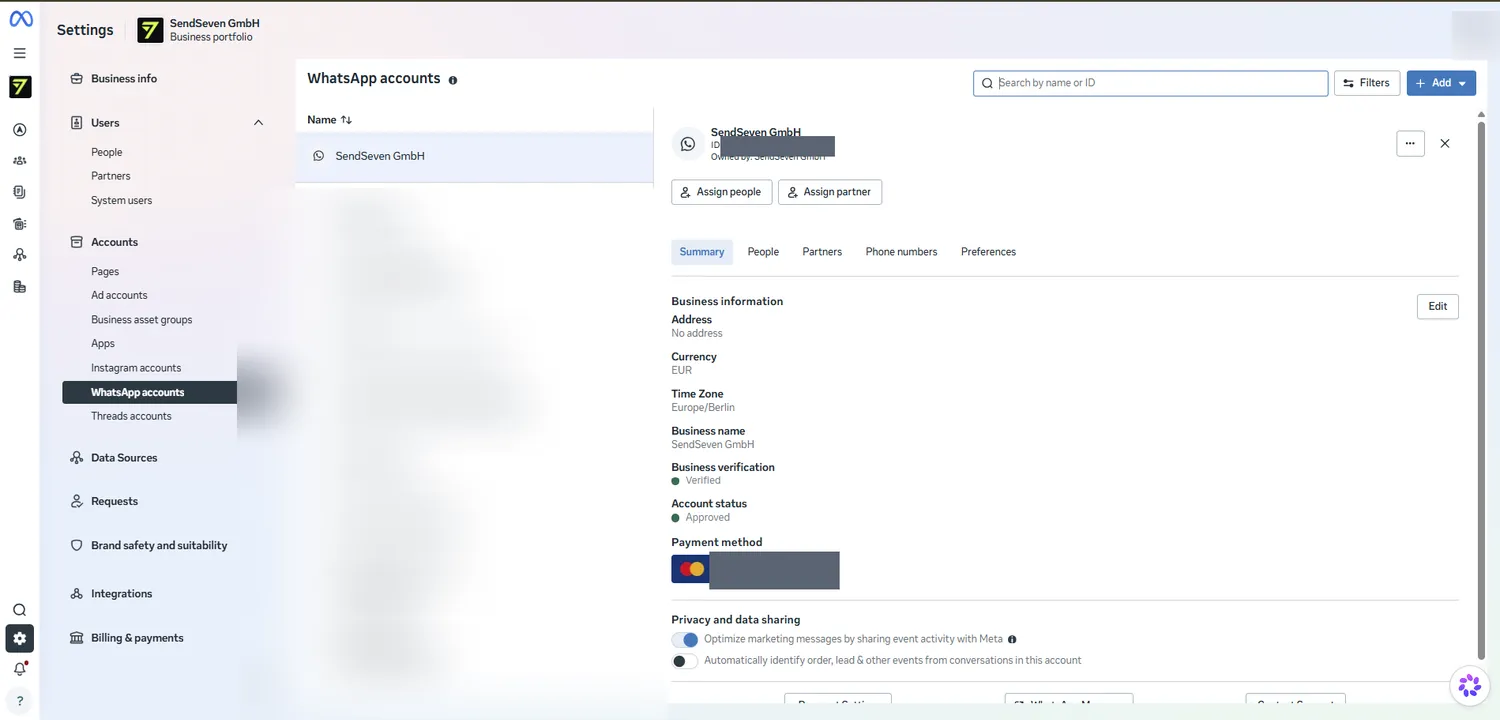 Cuentas de WhatsApp en el Meta Business Manager: el WhatsApp Business Account como activo que SendSeven conecta con la WhatsApp Business API
