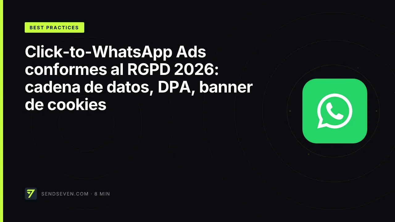 Click-to-WhatsApp Ads conformes al RGPD 2026: cadena de datos, DPA, banner de cookies