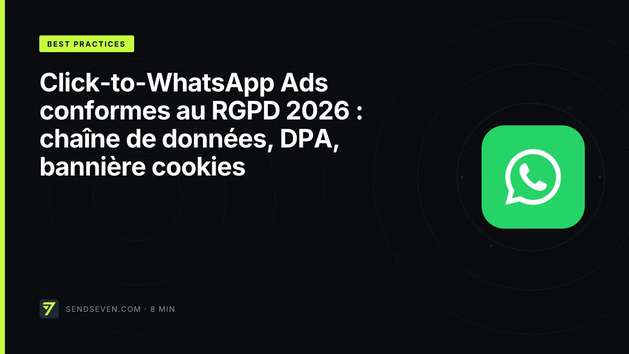 Click-to-WhatsApp Ads conformes au RGPD 2026 : chaîne de données, DPA, bannière cookies