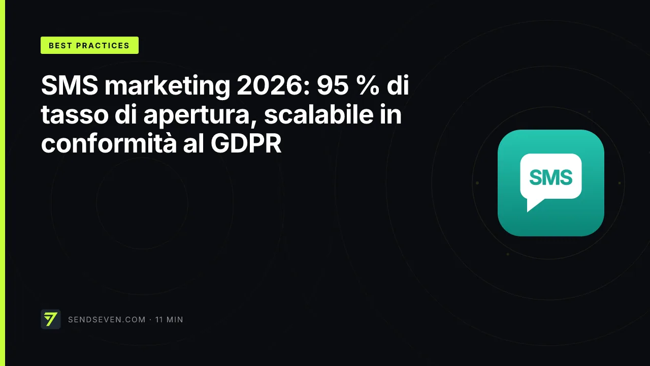 SMS marketing 2026: 95 % di tasso di apertura, scalabile in conformità al GDPR