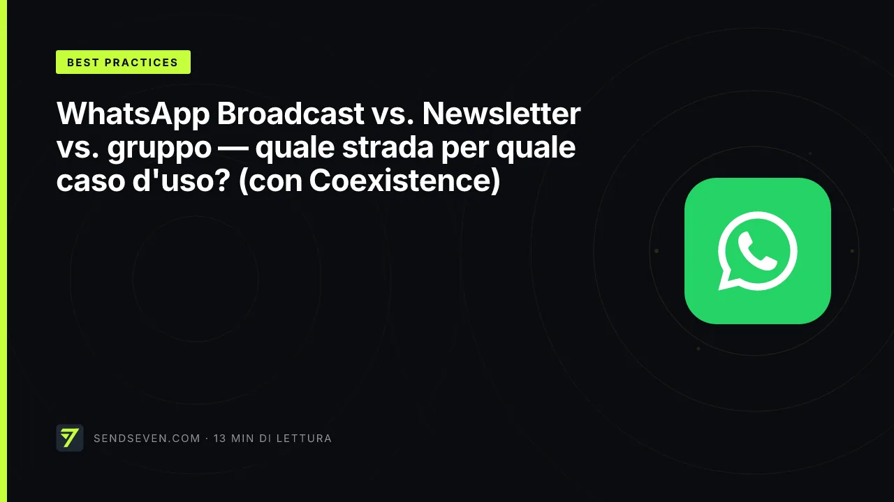 WhatsApp Broadcast vs. Newsletter vs. gruppo — quale strada per quale caso d'uso? (con Coexistence)
