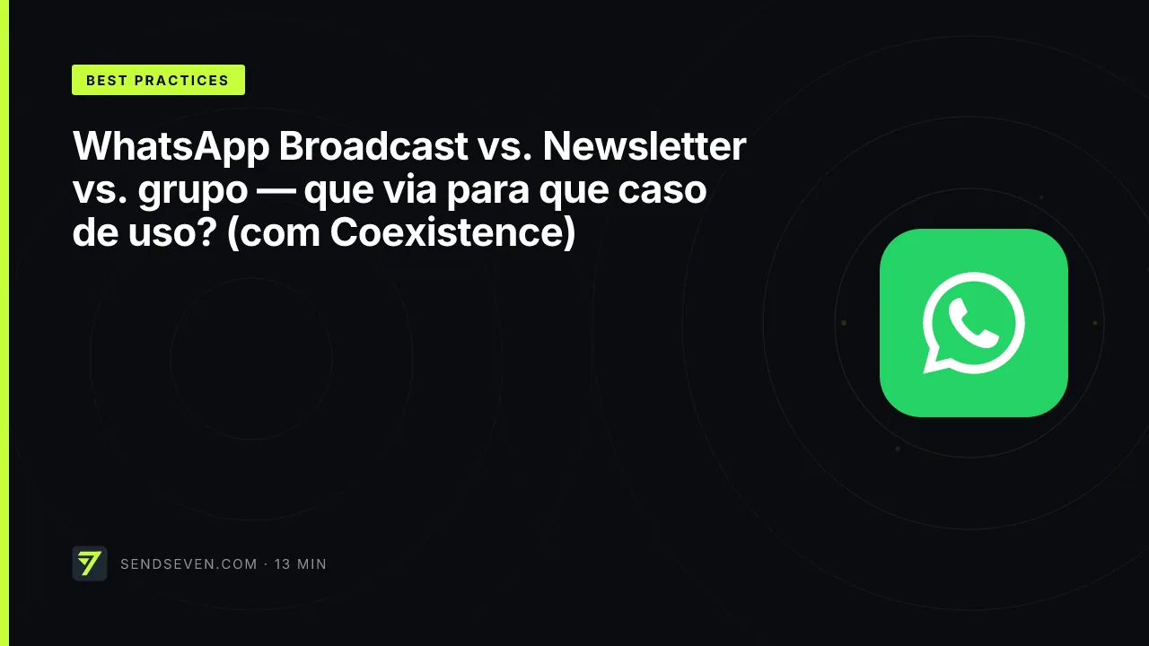 WhatsApp Broadcast vs. Newsletter vs. grupo — que via para que caso de uso? (com Coexistence)