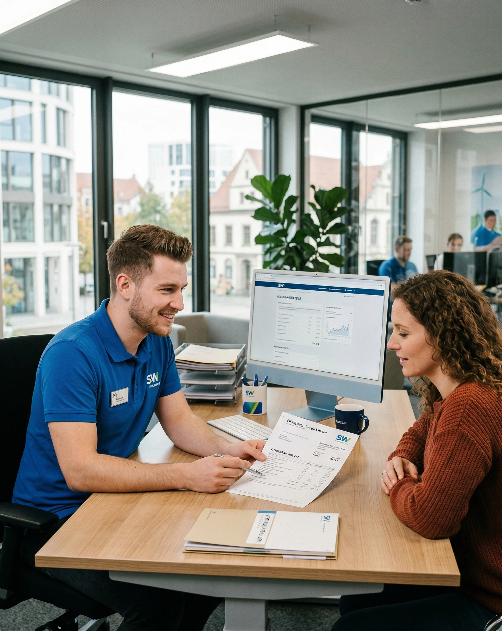 Kundenberater erklärt Energierechnung — SendSeven Messaging für Energieversorger