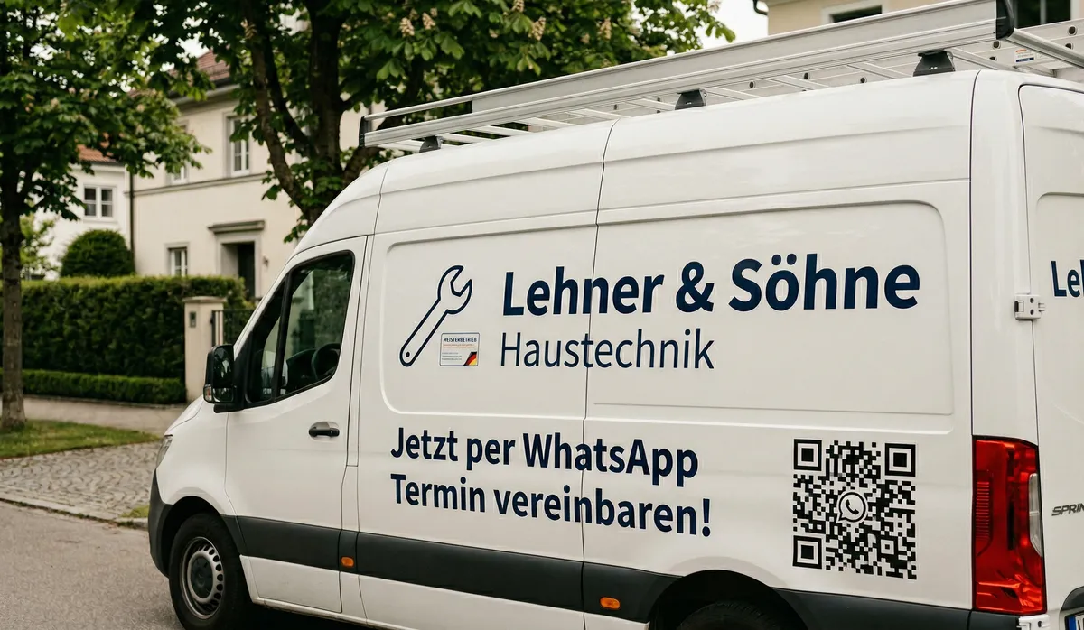 QR-Code auf einem Firmenwagen als mobile WhatsApp-Werbefläche